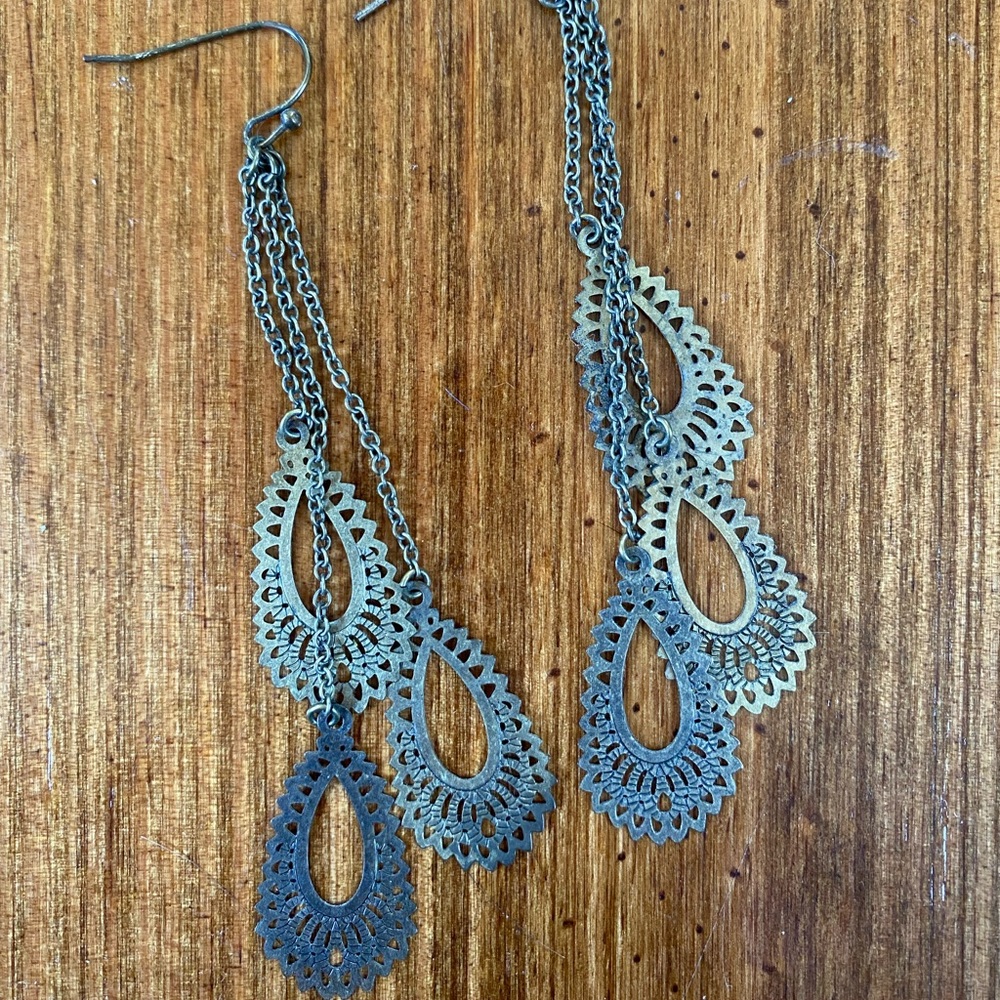 Lightweight Metal Dangle Earrings (4 inches long)